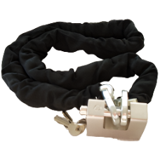 Chain in protective sleeve with 85mm Block lock in a carry bag